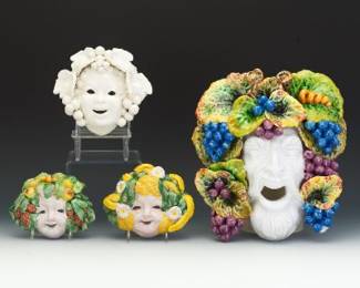 Group of Four Italian Majolica Wall Masks