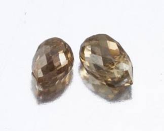Unmounted 0.88 Ct Total Weight Two Fancy Brown Briolette Cut Diamonds
