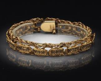 Victorian Gold Filled and Enamel Fancy Links Bracelet