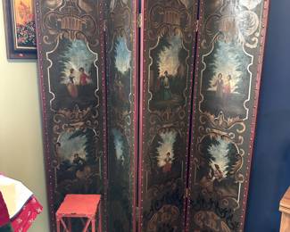 Gorgeous hand painted antique screen.