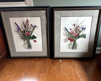 Pair signed and numbered Rick Loudermilk floral still lives.