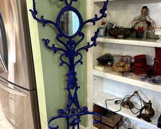 Victorian cast iron hall tree, powder coated in Vivienne Westwood blue.