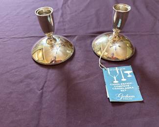 Gorham "Celeste" sterling candlesticks.
