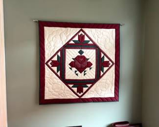 One of several quilts, antique and contemporary.