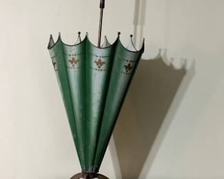 Handpainted brass umbrella stand.
