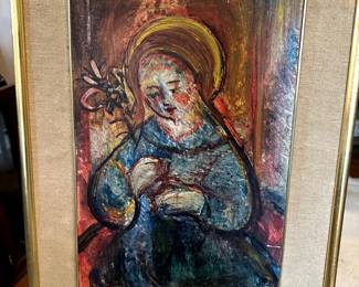 Chagall-esque. Purchased in London 1960's. Artists identity TDB.