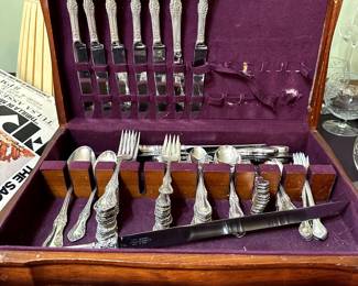 94 pieces International sterling Wild Rose.