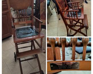 1898 Antique High Chair /Stroller