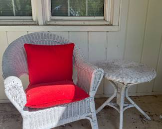 Wicker chair and table