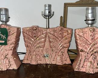 Fantastic set of vintage pink lamps, with original tag 