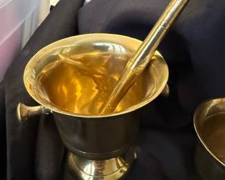 Antique brass motor and pestle