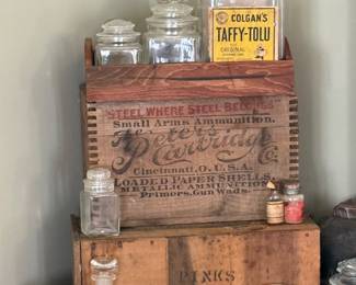 Vintage Apothecary Bottles and Crate