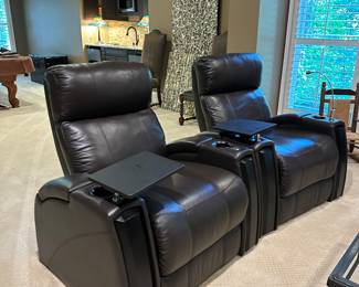 Black leather theater seating 
