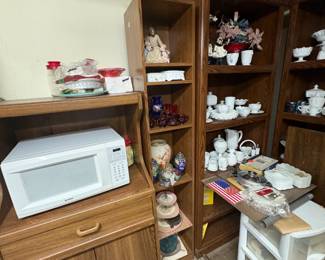 . . . more shelving units with beautiful pieces of milk glass