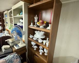 . . . more shelving and milk glass