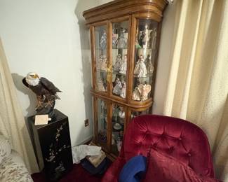 . . . a glance from afar with burgundy upholstered chair in foreground