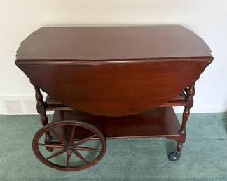 ANTIQUE VINTAGE DROP LEAF SERVING TEA CART