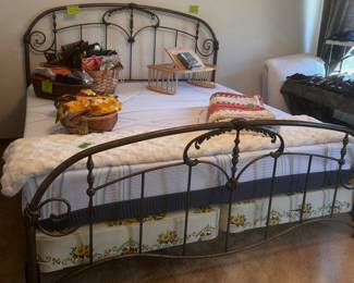 KING SIZE MATTRESS AND WROUGHT IRON BED