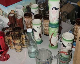 Vintage glasses, tiki ware