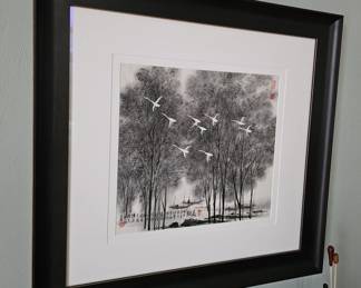 Cai Yiming Shadow of Herons on Lake Print.