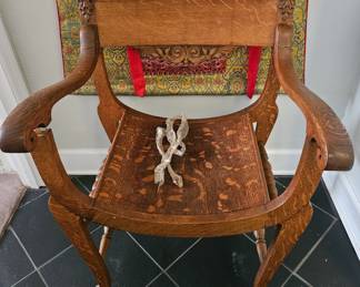 Antique Oak Curule Chair
