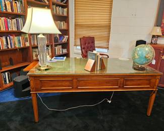 Another Photo of the Antique Pippy Yew Wood Office Desk.