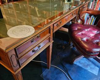 Antique Yew Wood Desk.
Measures 70 x 39 x 29.5 inches
