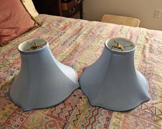 Pair pastel blue Silk Lampshades