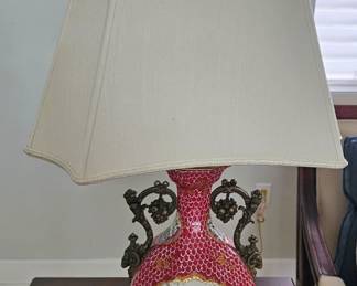 Pair of Matching Enamelled Lamps