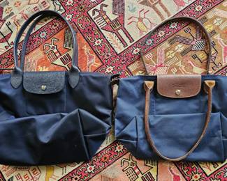 Pair Longchamp Canvas Totes.