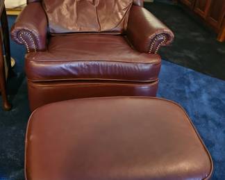 Pair Barcalounger Leather Recliners with Ottomans