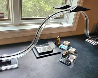 Pair Lucite Neo Deco Cobra Lamps