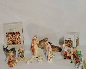 Goebel Porcelain Figurines Set Featuring Nativity Scene and Adorned Characters from MJ Hummel
