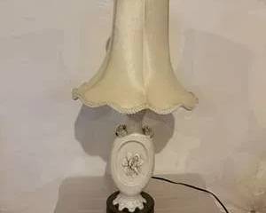 Antique White Floral Table Lamp with Shade