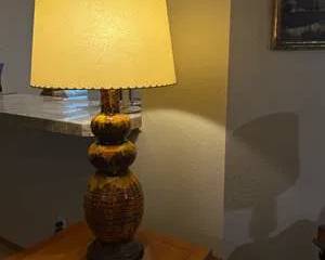 Vintage Ceramic Table Lamp with Shades of Yellow and Orange