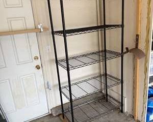 3 Heavy-Duty Black Metal Shelving Unit with Five Durable Wire Shelves