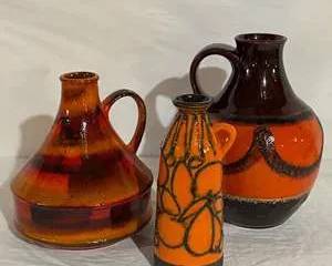 Fat Lave Short Jug No. 324 21, Strehla Keramik Vase; Scheurich Keramik Jug No. 7125