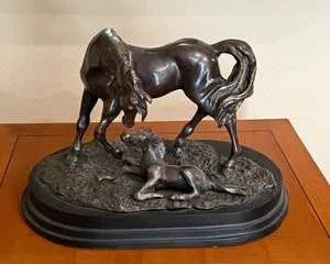 Bronze Horse Sculpture with Foal