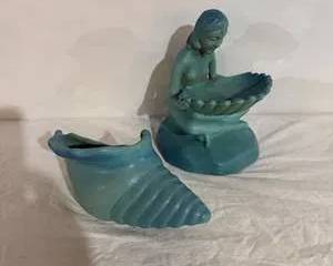 Van Briggle Indian Maiden with Shell & Conch Shell