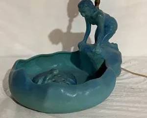 Van Briggle Lady of the lake w/frog flower