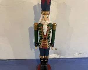 Large Wooden Nutcracker Soldier Christmas Decor with Colorful Detailing