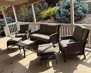 Stylish Outdoor Seating Set with Cushions and Coffee Table