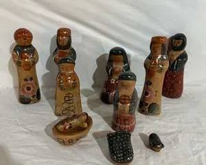Handcrafted Ceramic Figurines Set with Intricate Patterns and Textures
