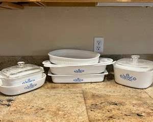 Corning Ware Baking Dishes Set with Iconic Blue Floral Design