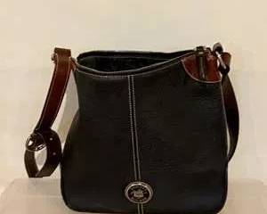 Dooney & Bourke Black Leather Handbag with Brown Accents