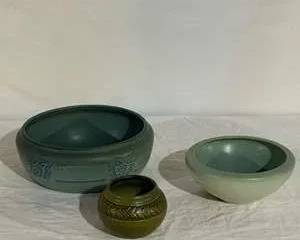 Vintage University of North Dakota Pottery Set - Three Unique Decorative Bowls