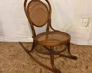 Vintage Cane Rocking Chair with Natural Wooden Finish