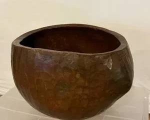 Handcrafted Wooden Bowl with Textured Finish