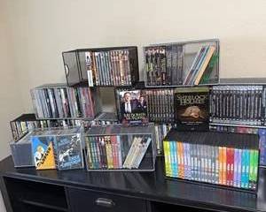 DVD and Blu-ray Collection with Various Genres and Titles