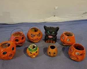 Halloween Pumpkin and Black Cat Candy Carriers